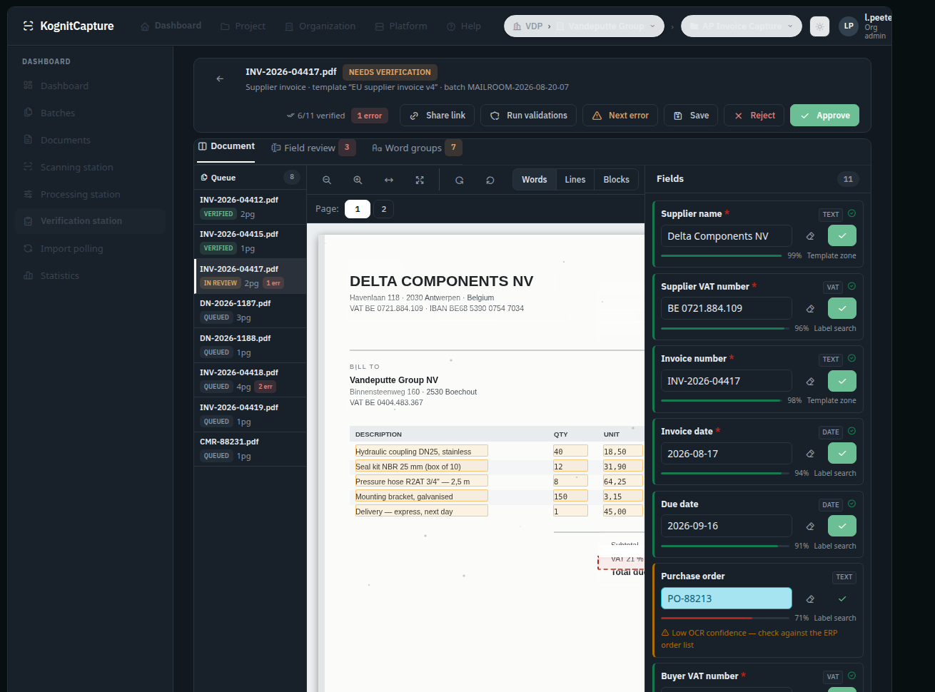 Demo, dark theme (detail), August 2026 build