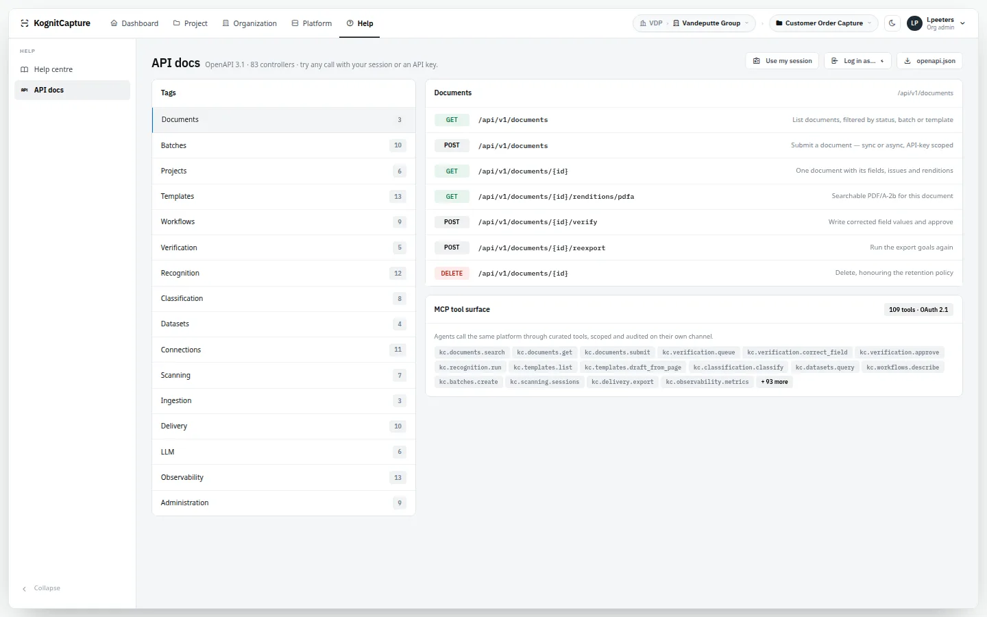 Built-in API documentation console